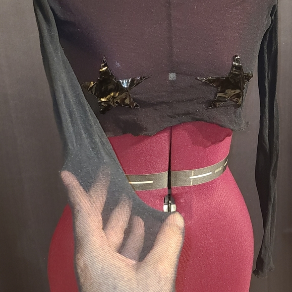 90's Goth OOAK Clubwear Mesh Crop Top - Picture 3 of 4